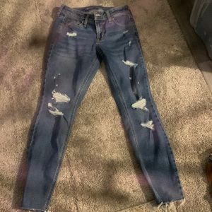Old Navy – size 0 – rockstar super skinny mid rise jeans - dark blue with rips